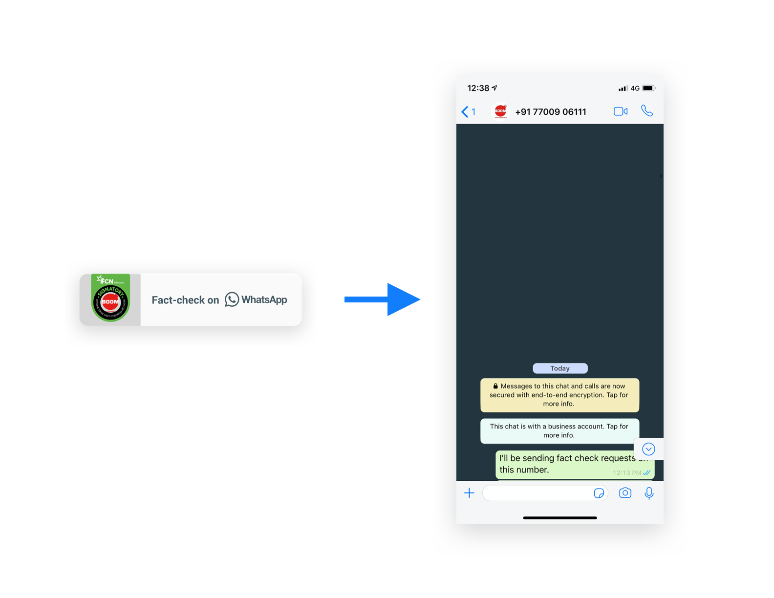 Chat with BoomLive opens on WhatsApp